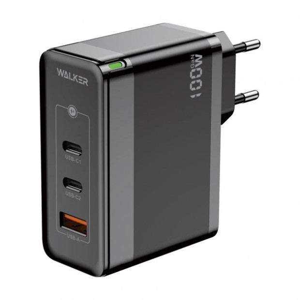 Walker WH-47 100W GAN Charger (1USB  /  2Type-C) (Black)