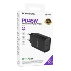 Зарядний пристрій Borofone BA86A 2.4А 45Вт (1 Type-C) + кабель Type-C - Type-C (Чорний)