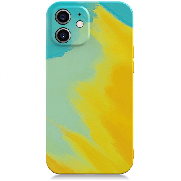 Силіконовий чохол WAVE Watercolor для iPhone 12 Mini (жовтий / темно-зелений)