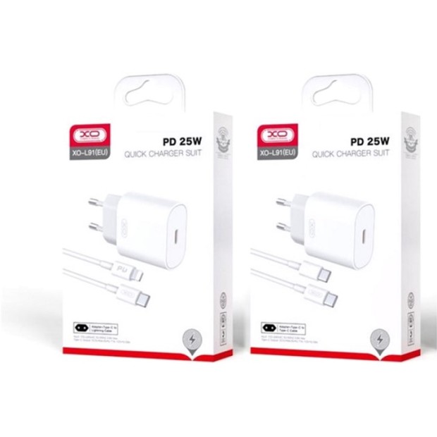 XO L91 25W Power Adapter (1 Type-C) + Type-C Cable (White) XO L91 25W Power Adapter (1 Type-C) + Type-C Cable (White)