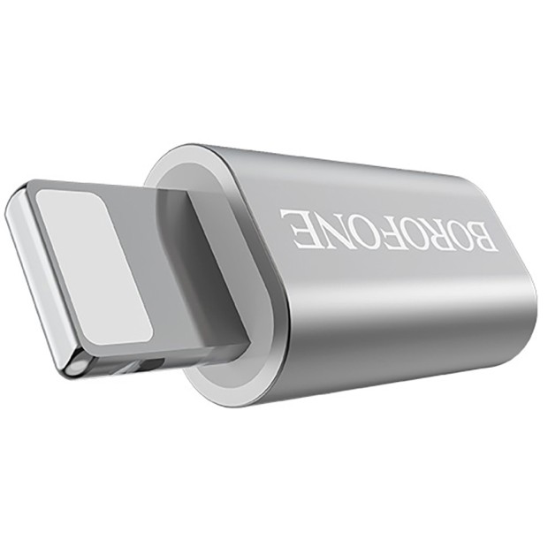 Borofone BV5 OTG адаптер (MicroUSB - Lightning) (Стальний)