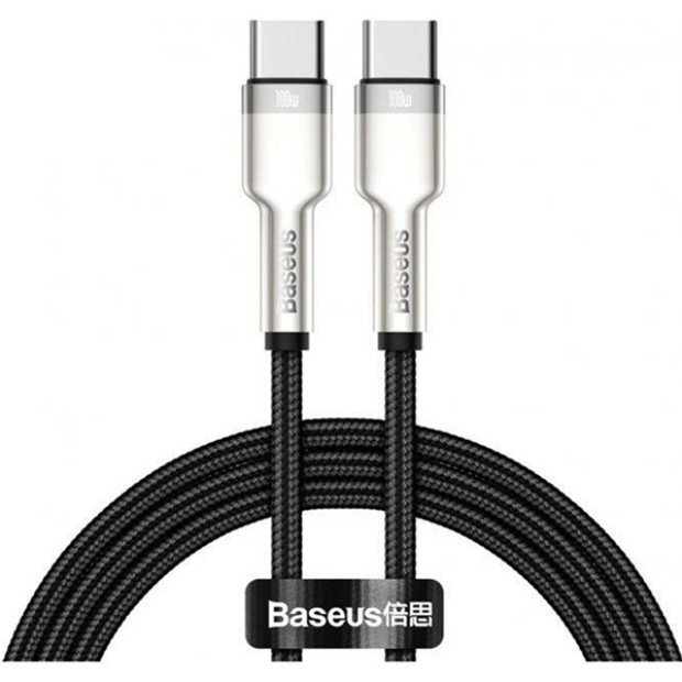 USB-кабель Baseus Cafule Metal Data 100W (1m) (Type-C to Type-C) (Чёрный) (Уценка) (Категория 1)