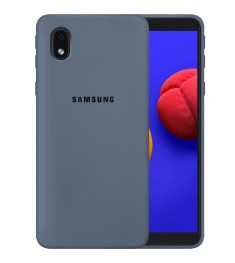 Силіконовий Оригінальний 360 Чохол Лого Samsung Galaxy A01 Core (Сірий)