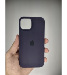 Силіконовий оригінальний круглий чохол для Apple iPhone 14 (баклажан).