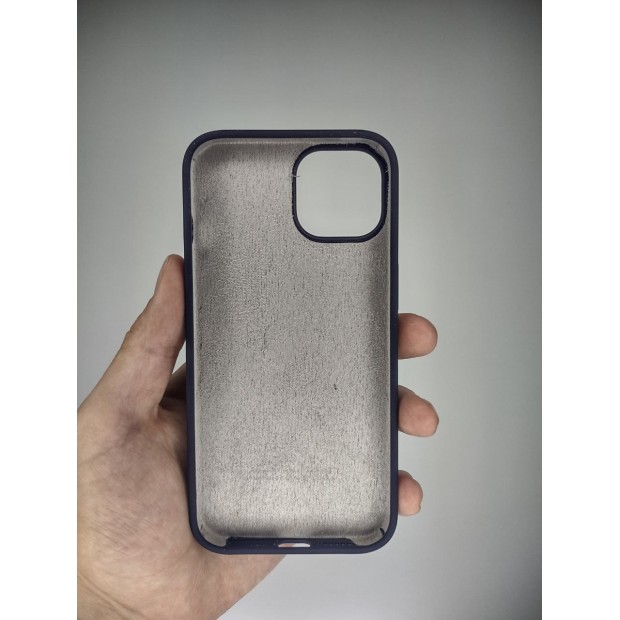 Силіконовий оригінальний круглий чохол для Apple iPhone 14 (баклажан).