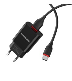 СЗУ-адаптер USB Borofone BA20A 2.1A + Type-C-кабель (Чёрный)