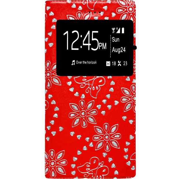 Чехол-книжка Elite Window Flowers 3.7 (Красный)