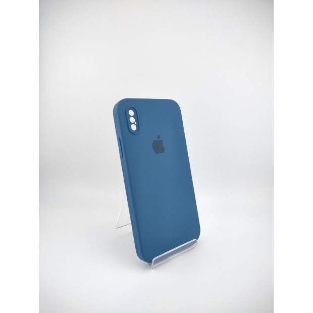 Силіконовий Оригінальний Чохол Квадратний RoundCam для Apple iPhone X  /  XS (22) Синій Кобальт