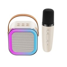 Микрофон-караоке с колонкой Bluetooth K12 RGB (1micro) (Бежевый)