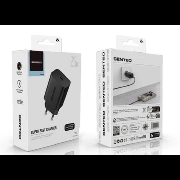 Адаптер живлення USB Senteo Z-13 PD 25W (1 Type-C) (Чорний) Адаптер живлення USB Senteo Z-13 PD 25W (1 Type-C) (Чорний)