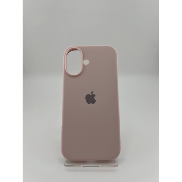Силіконовий оригінальний круглий чохол для Apple iPhone 16 (76) у кольорі крейдово-рожевий.