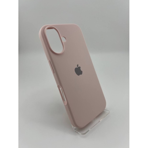 Силіконовий оригінальний круглий чохол для Apple iPhone 16 (76) у кольорі крейдово-рожевий.