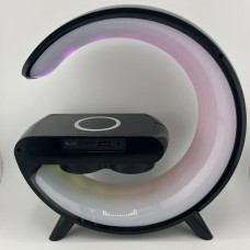 Настольная лампа-ночник с Bluetooth-колонкой и беспроводной зарядкой (Чёрный) (Уценка) (Категория 2)