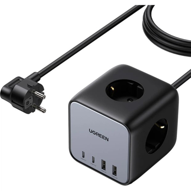 Мережевий подовжувач UGREEN CD268 (1.8m) (2USB  / 2Type-C /  3 EU) (Space Grey) (60113)