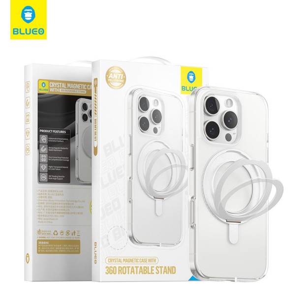 Накладка Blueo Crystal 360 з поворотною підставкою та MagSafe для Apple iPhone 16 Pro (Прозора) Накладка Blueo Crystal 360 з поворотною підставкою та MagSafe для Apple iPhone 16 Pro (Прозора)