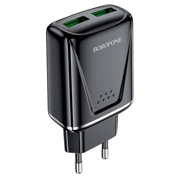 СЗУ-адаптер USB Borofone BA54A Wide Road 2USB QC3.0 18W (Чёрный)