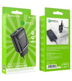 СЗУ-адаптер USB Borofone BA54A Wide Road 2USB QC3.0 18W (Чёрный)