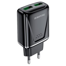 Адаптер зарядного пристрою USB Borofone BA54A Wide Road 2USB QC3.0 18W (Чорний)