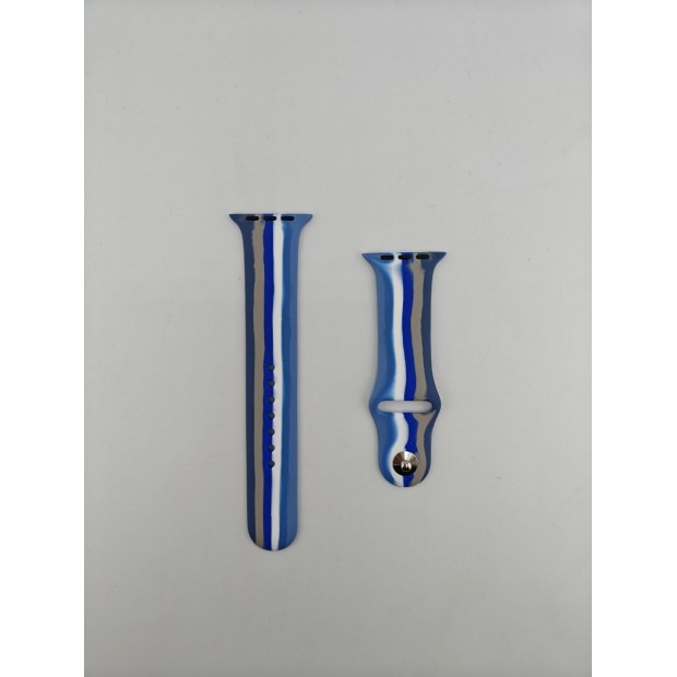 Ремінець силіконовий для Apple Watch 42 / 44 мм (Синьо-райдужний)