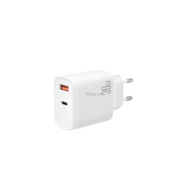 Мережевий адаптер ХО QC16 PD30W / QC18W (1 USB  /  1 Type-C) (Білий)