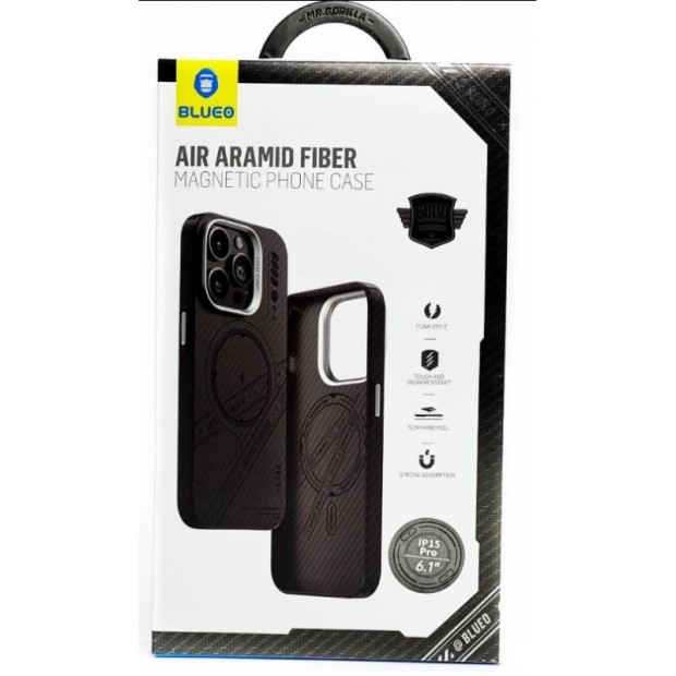 Накладка Blueo All-Inclusive Aramid Fiber MagSafe для Apple iPhone 15 Pro (Чорна)