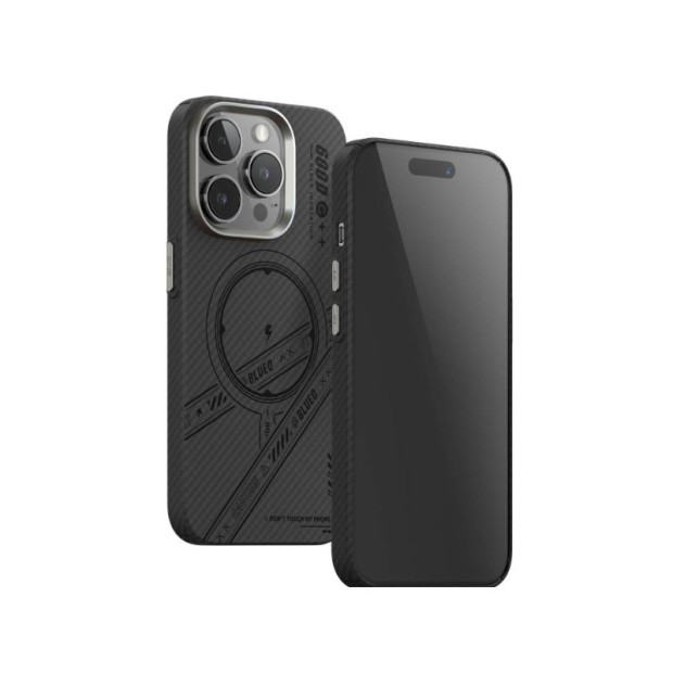 Накладка Blueo All-Inclusive Aramid Fiber MagSafe для Apple iPhone 15 Pro (Чорна)
