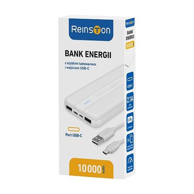 Зовнішній акумулятор Powerbank Reinston EPB026 10000mAh (Білий)