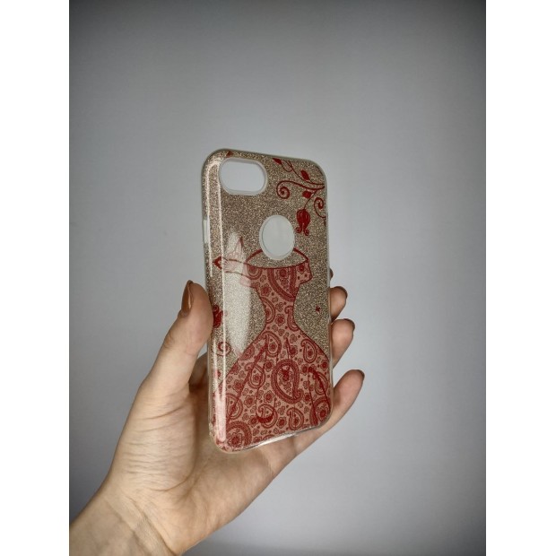 Силикон Glitter Apple iPhone 7 / 8 / SE (2020) (Golden Dress)
