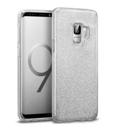 Силіконова накладка з блискітками для Samsung Galaxy S9 (Срібляста)