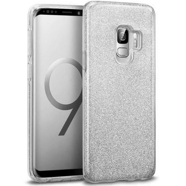 Силіконова накладка з блискітками для Samsung Galaxy S9 (Срібляста)