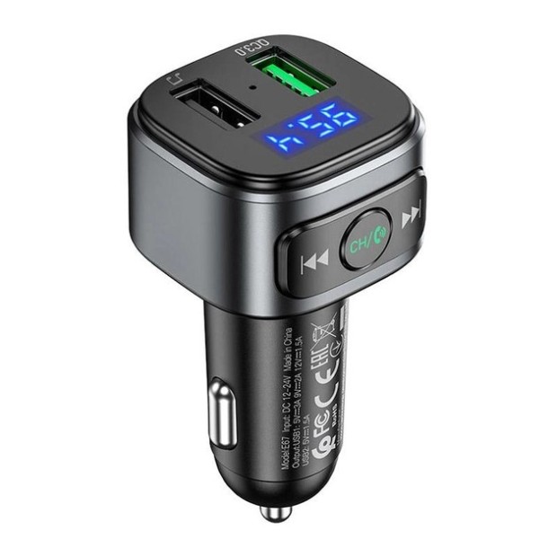 FM-модулятор Hoco E67 QC (2USB) (Чорний)