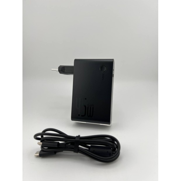 Baseus Power Station 2в1 QC (1 Type-C  /  1 USB) 10000mAh 45W + адаптер EU (Чорний)