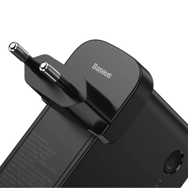 СЗУ-адаптер Baseus Power Station 2in1 Q.C. (1Type-C / 1USB) 10000mAh 45W + EU адаптер (Чёрный)
