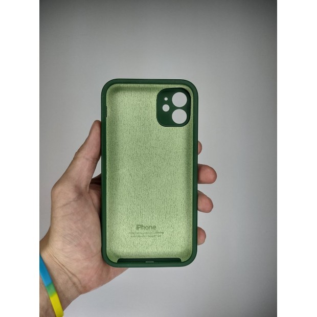 Силіконовий оригінальний чохол з квадратними та круглими краями для Apple iPhone 11 (лісовий зелений)
