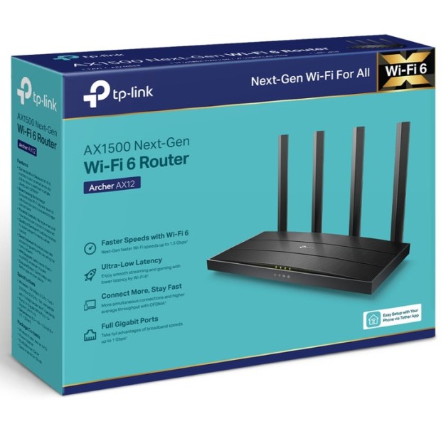 Беспроводной роутер-маршрутизатор TP-Link Archer AX12 (MJ-064285) (Чёрный)