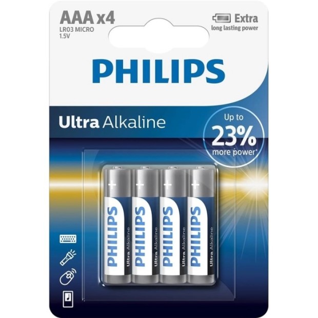 Батарейка Phillips Ultra Alkaline LR03 AAА 1.5V (4шт) DT