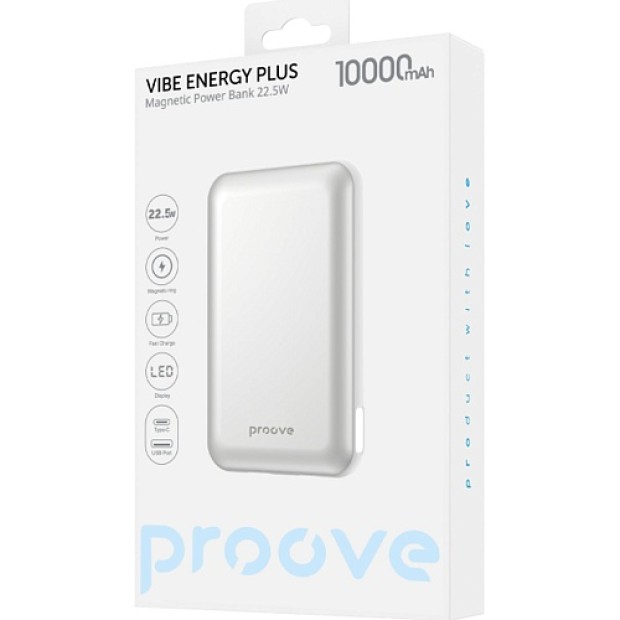 Бездротовий акумулятор Proove Vibe Energy Plus 22.5W 10000mAh (Білий / Золотий)