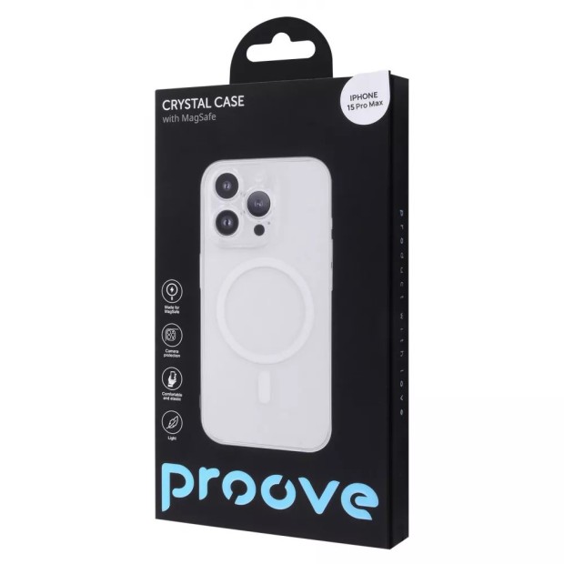 Прозорий чохол Proove Crystal Case MagSafe для Apple iPhone 15 Pro Max Прозорий чохол Proove Crystal Case MagSafe для Apple iPhone 15 Pro Max