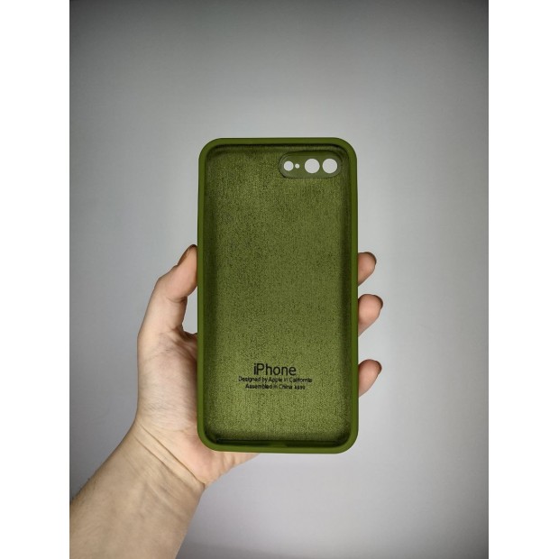 Силіконовий оригінальний квадратний чохол RoundCam для Apple iPhone 7 Plus  /  8 Plus (46) глибокий зелений.