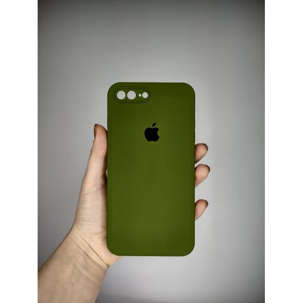 Силіконовий оригінальний квадратний чохол RoundCam для Apple iPhone 7 Plus  /  8 Plus (46) глибокий зелений.