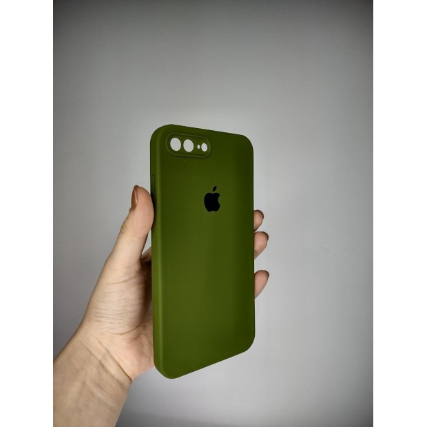 Силіконовий оригінальний квадратний чохол RoundCam для Apple iPhone 7 Plus  /  8 Plus (46) глибокий зелений.