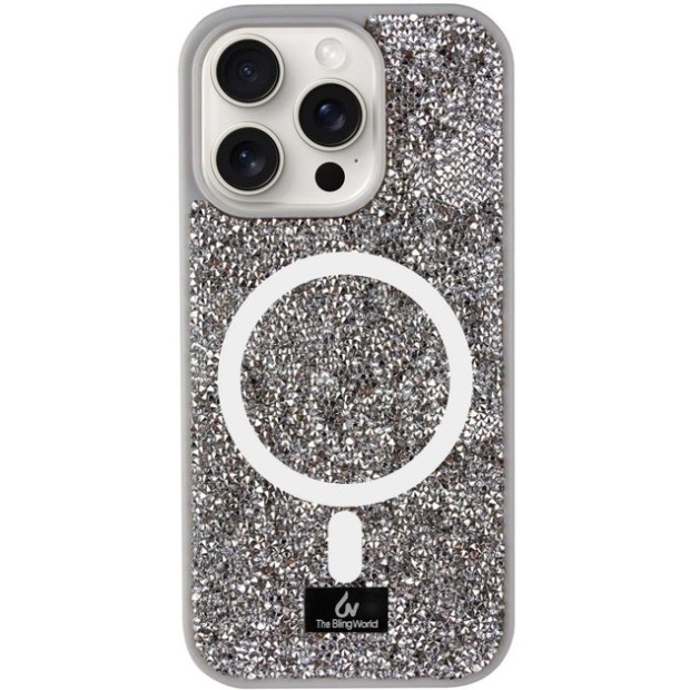 Чехол Bling World Rock Diamond MagSafe iPhone 16 Pro (Grey)