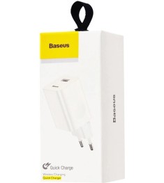 Білий мережевий адаптер Baseus Wall Charger 24W PD QC 1USB (модель CCALL-BX02)