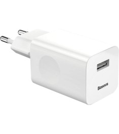 Білий мережевий адаптер Baseus Wall Charger 24W PD QC 1USB (модель CCALL-BX02)