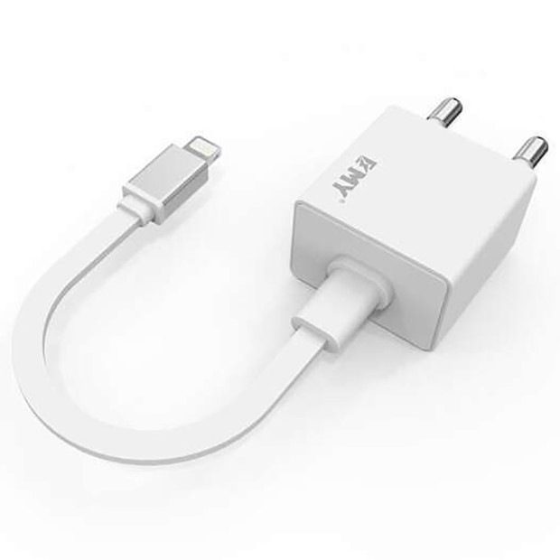 СЗУ-адаптер EMY A1 + Lightning-кабель 1m (Белый)