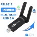 USB-адаптер Wi-Fi двохдіапазонний 1200 Мбіт / с 2.4 ГГц 5 ГГц USB 3.0 (Чорний)