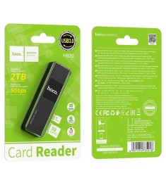 Переходник SD-Адаптер Card Reader Hoco HB20 USB2.0 2in1 (Чёрный)