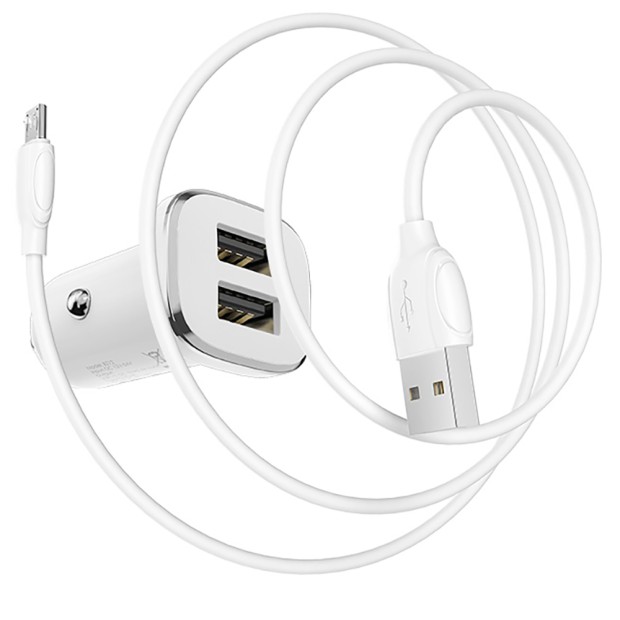 АЗУ-адаптер Borofone BZ12+ MicroUSB-кабель (Белый)