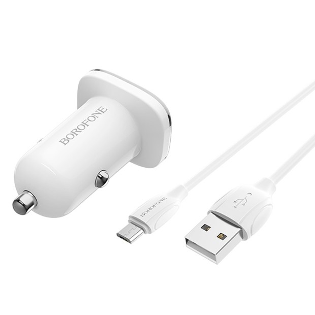 АЗУ-адаптер Borofone BZ12+ MicroUSB-кабель (Белый)