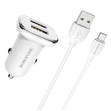 АЗУ-адаптер Borofone BZ12+ MicroUSB-кабель (Белый)